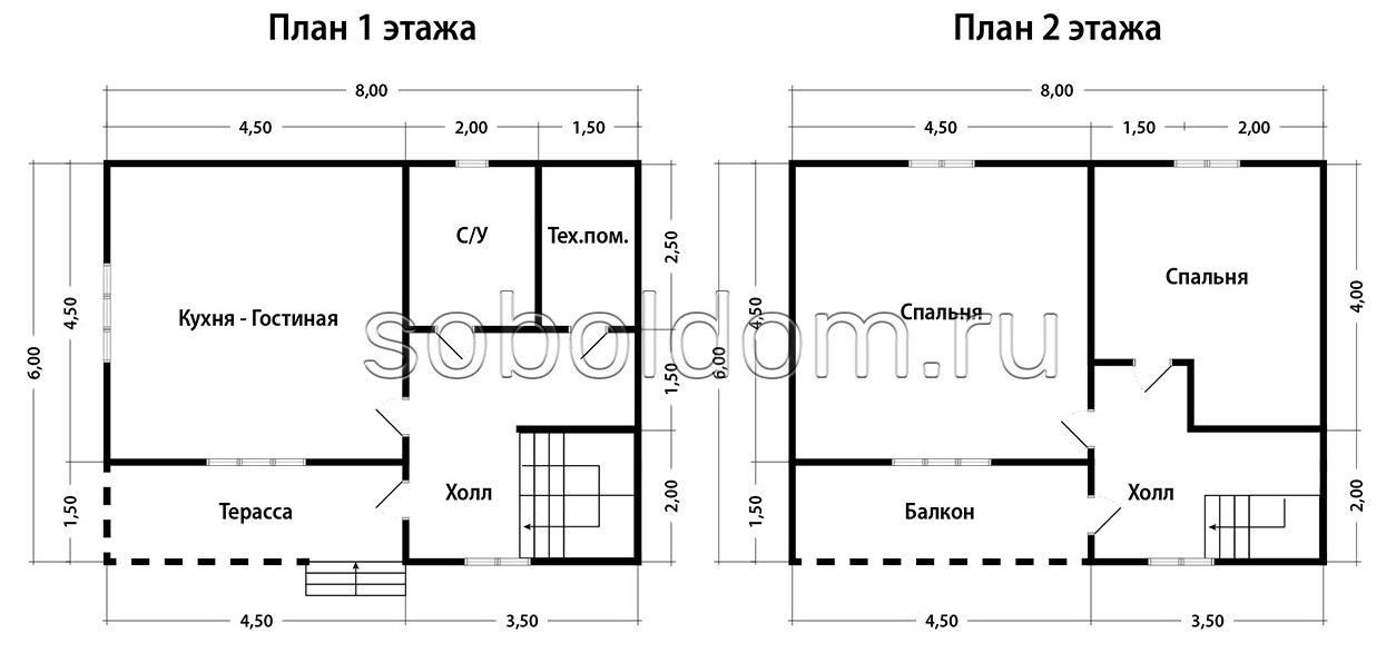 Фото готовых работ - Каркасный дом 6х8 м (Проект К-154)