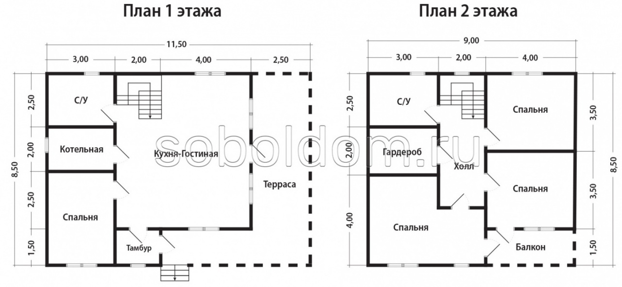 Фото готовых работ - Каркасный дом 11,5х8,5 м (Проект К-162)