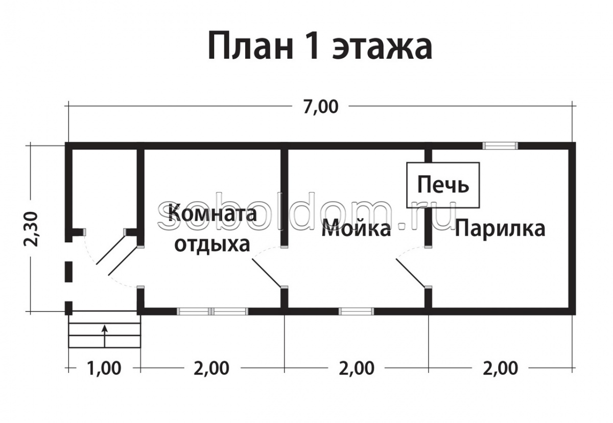 Мобильная баня Б-5, 2,3х7 м.