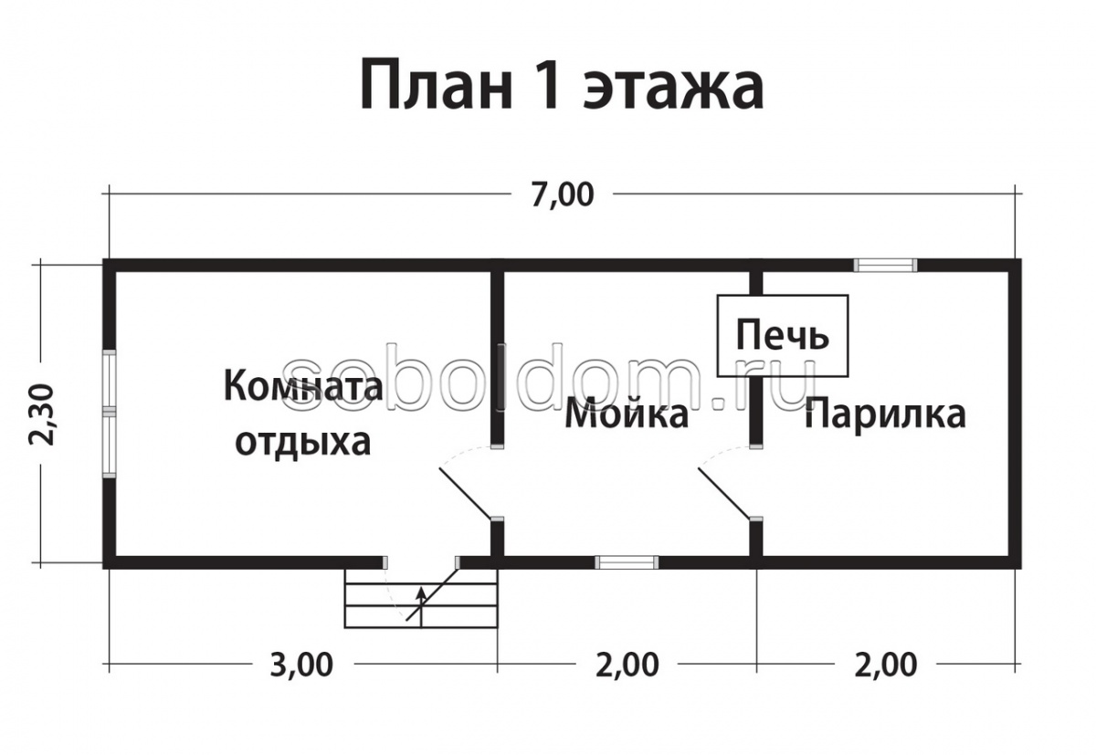 Мобильная баня Б-6, 2,3х7 м.