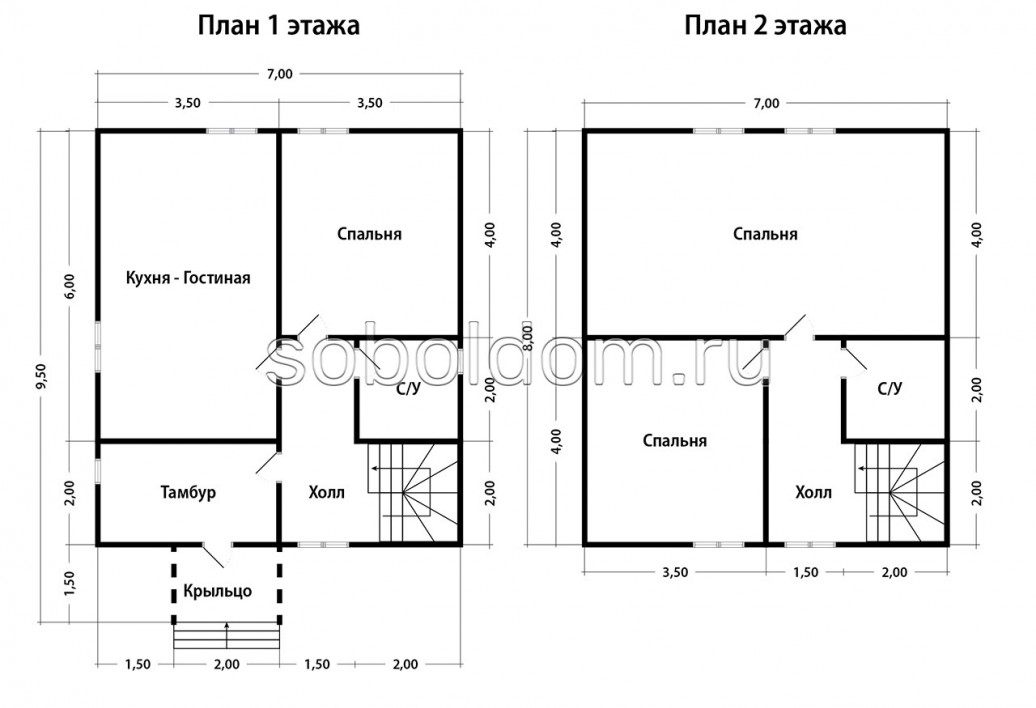 Дом из бруса Д-161, 7х8 м.