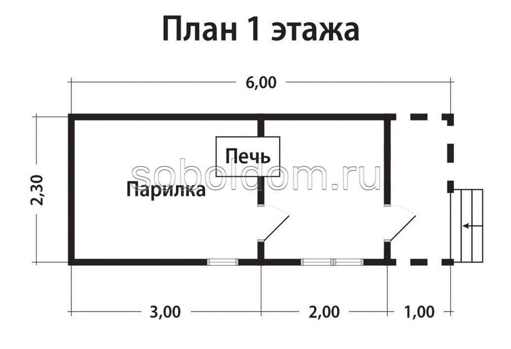 Мобильная баня Б-2, 2,3х6 м.