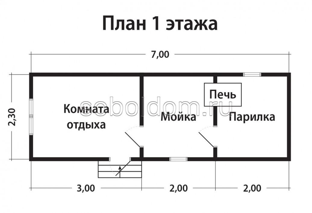 Мобильная баня Б-6, 2,3х7 м.