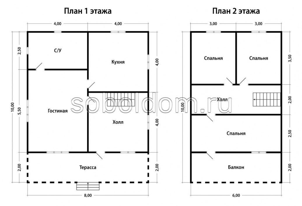 Каркасный дом К-149, 8х10 м.