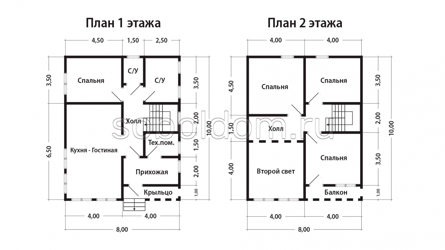 Каркасный дом К-227, 8х10 м.