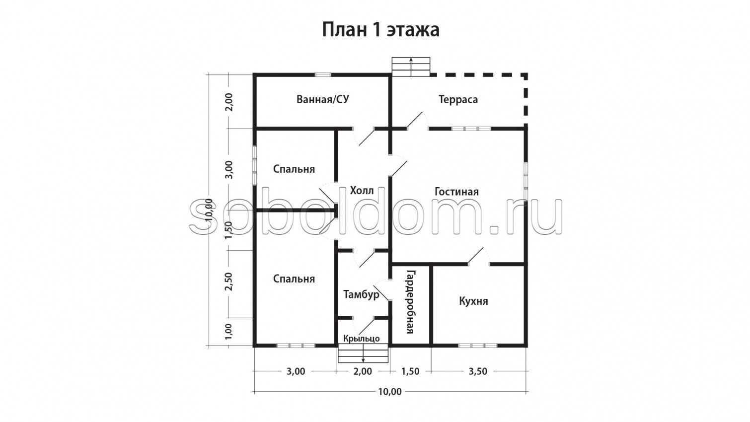 Каркасный дом К-46, 10x10 м.