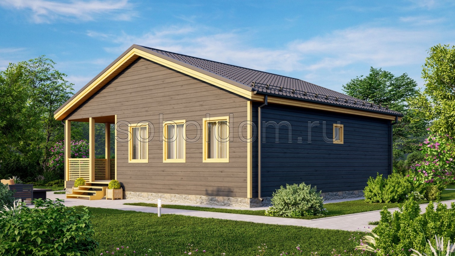 Каркасный дом К-134, 9,5x10 м.