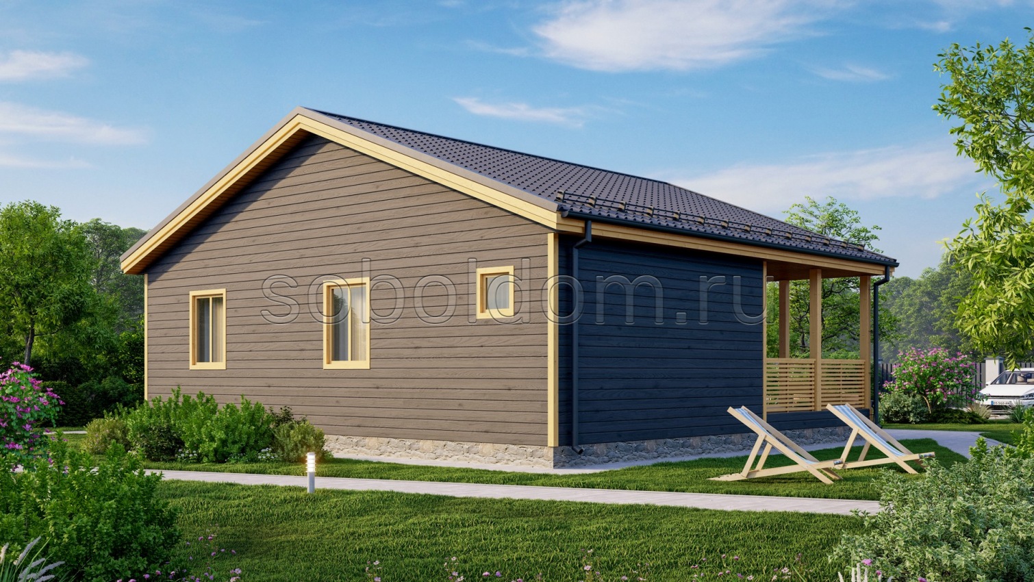 Каркасный дом К-134, 9,5x10 м.