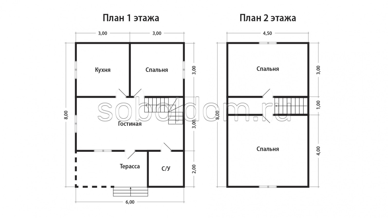 Каркасный дом К-142, 6x8 м.