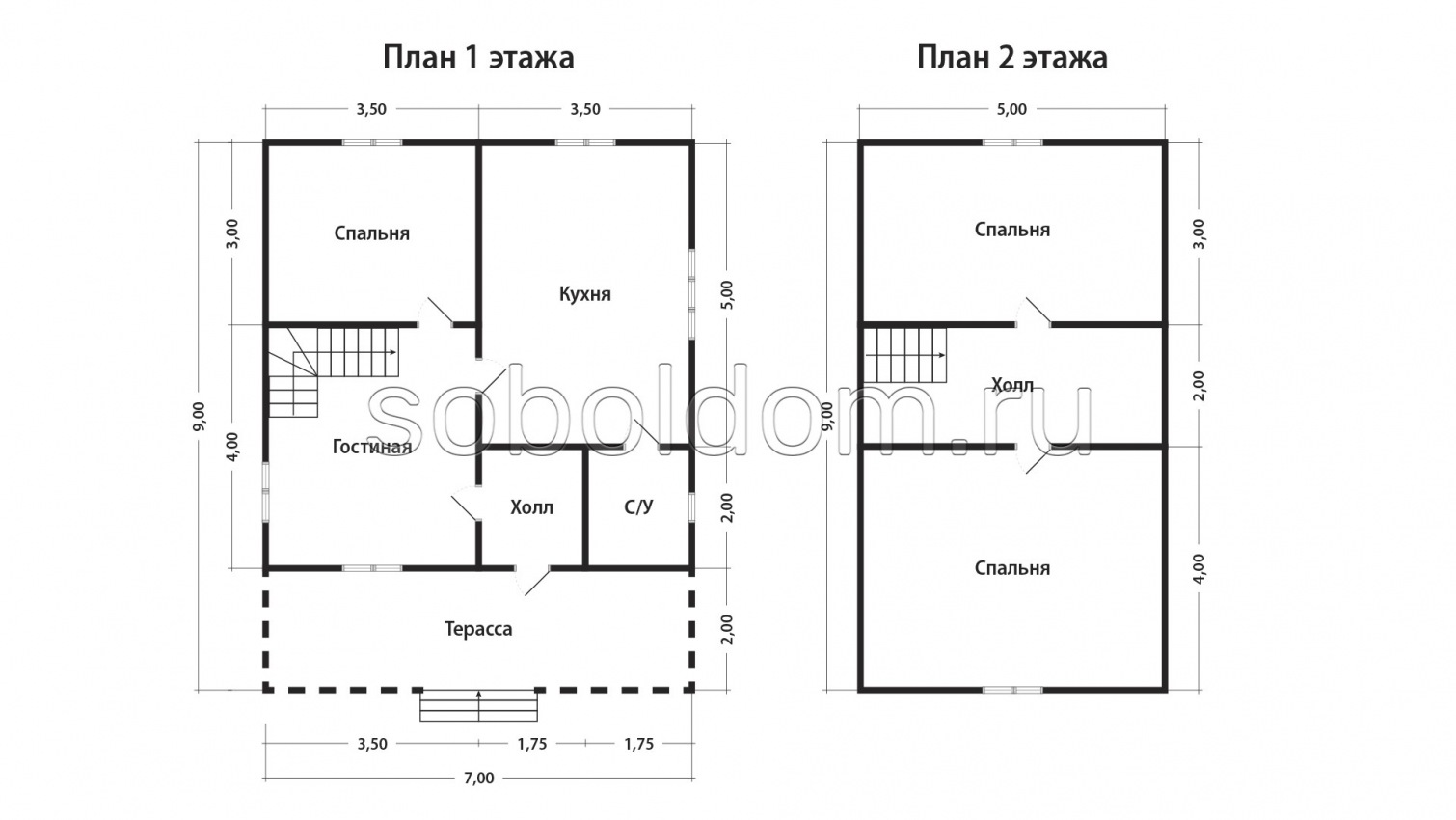 Дом из бруса Д-146, 7х9 м.