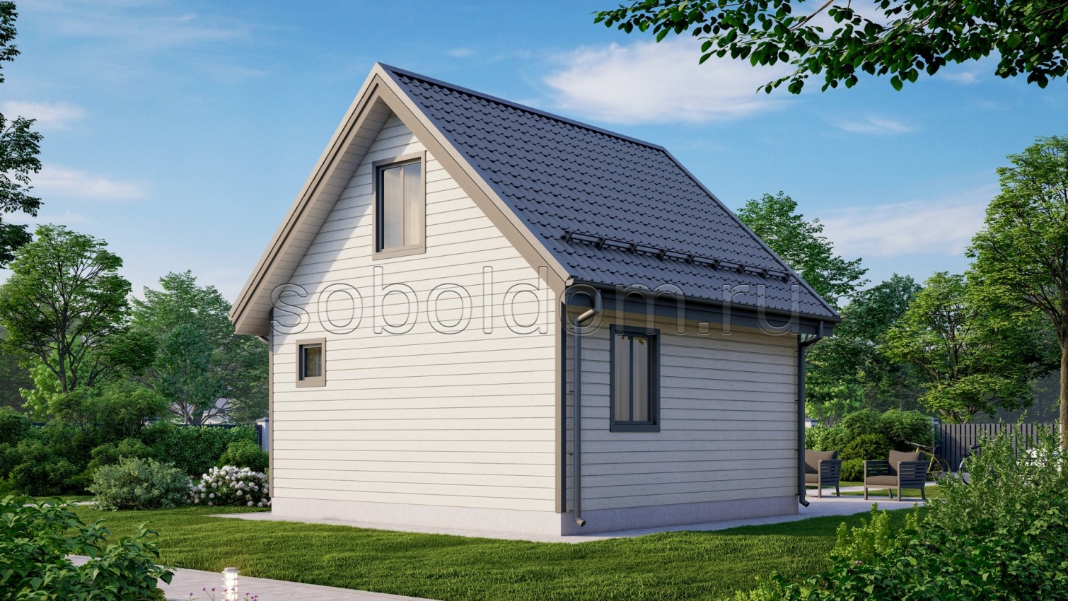 Баня из сухого бруса Б-19, 6x6 м.