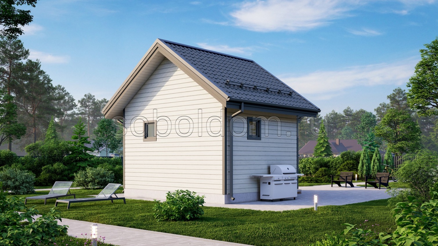 Баня из сухого бруса Б-23, 6x5 м.