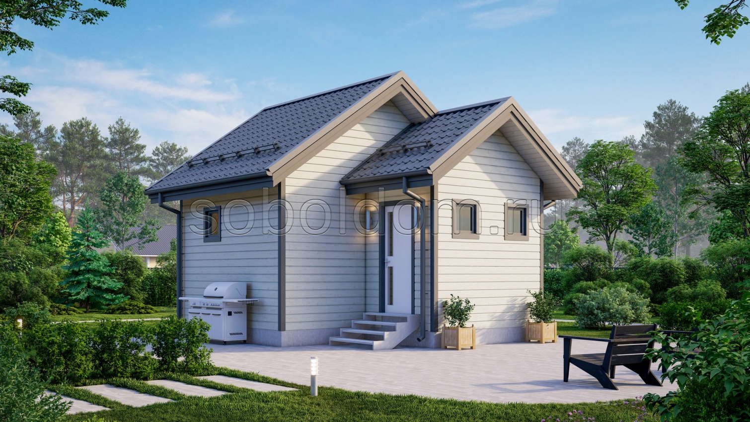 Каркасная баня К-23, 6x5 м.