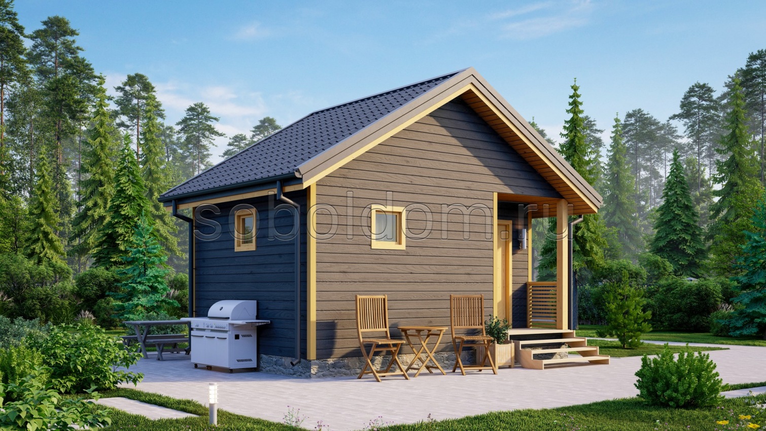 Баня из бруса Б-26, 6x6 м.