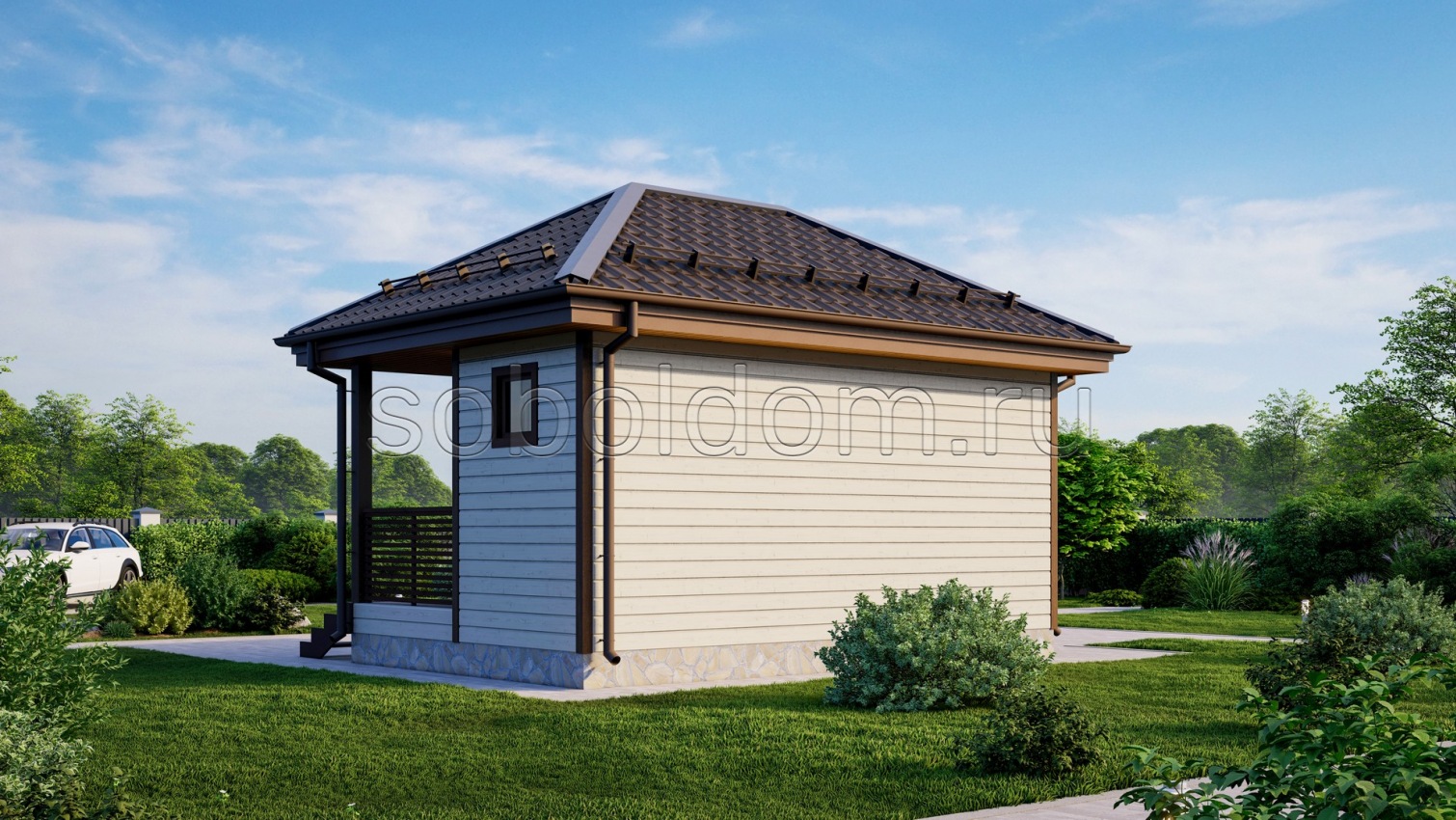 Каркасная баня К-24, 6x4 м.