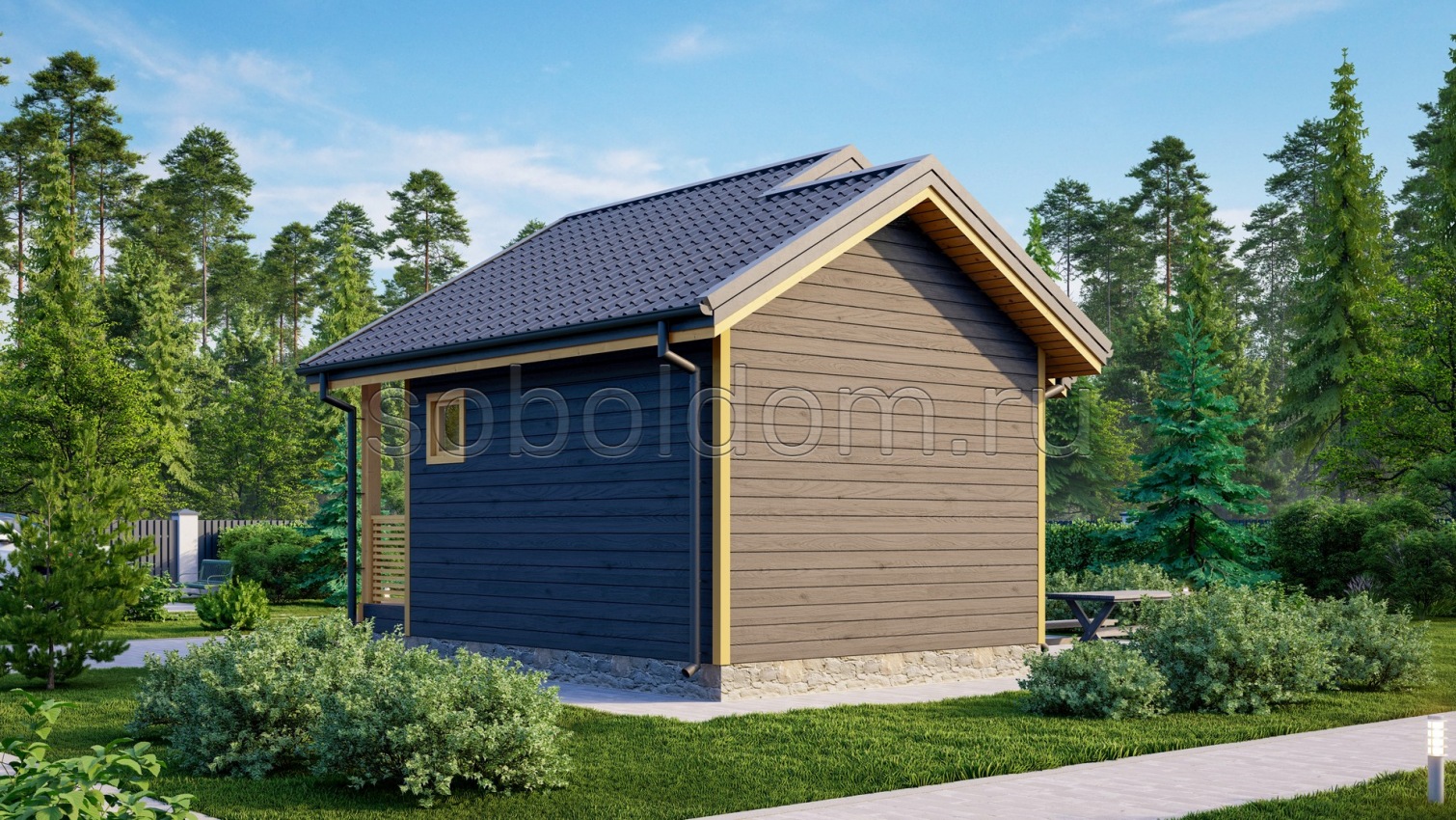 Баня из бруса Б-26, 6x6 м.