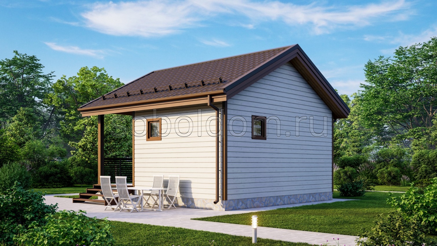 Баня из бруса Б-3, 6x6 м.