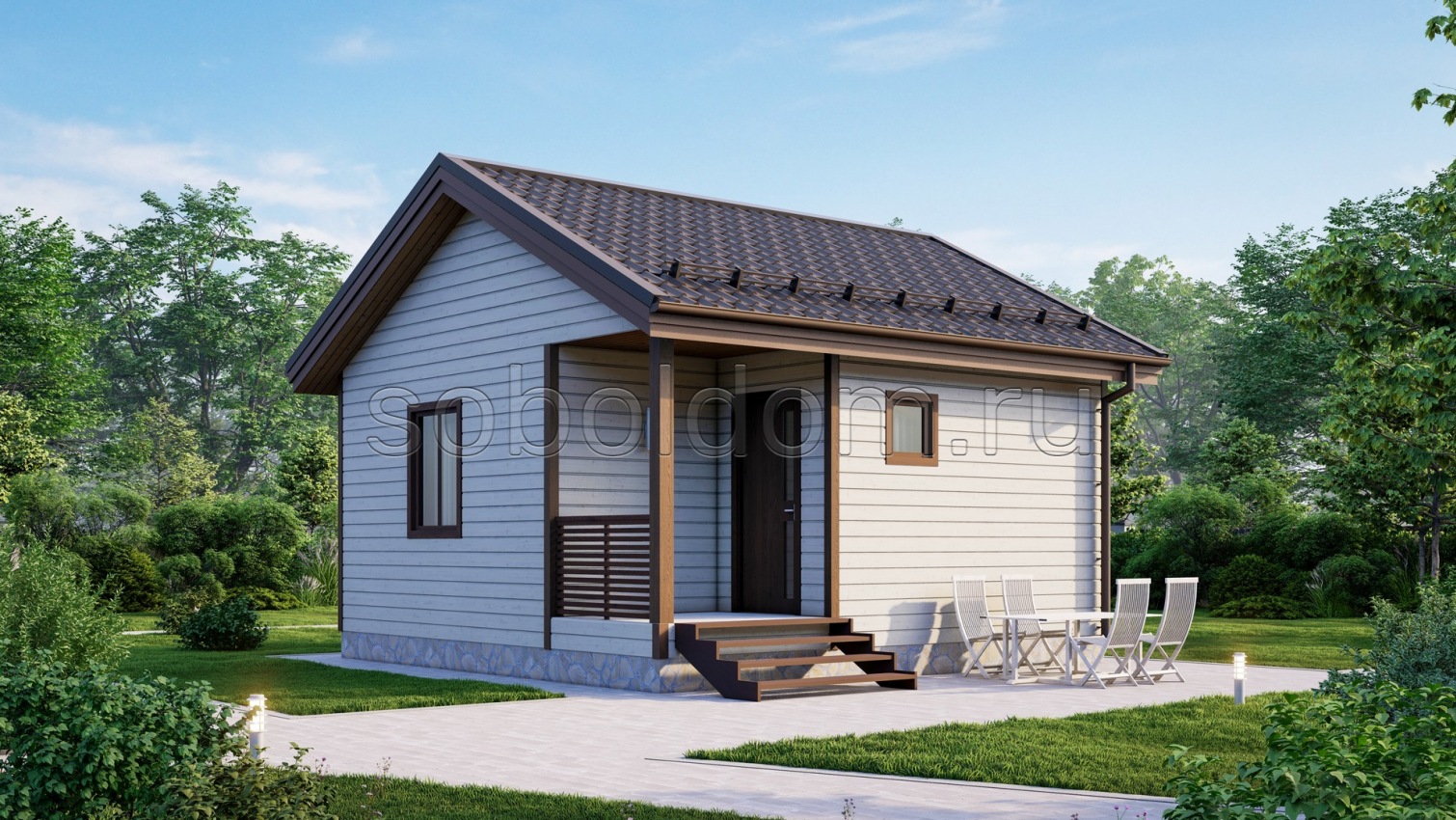 Каркасная баня К-03, 6x6 м.