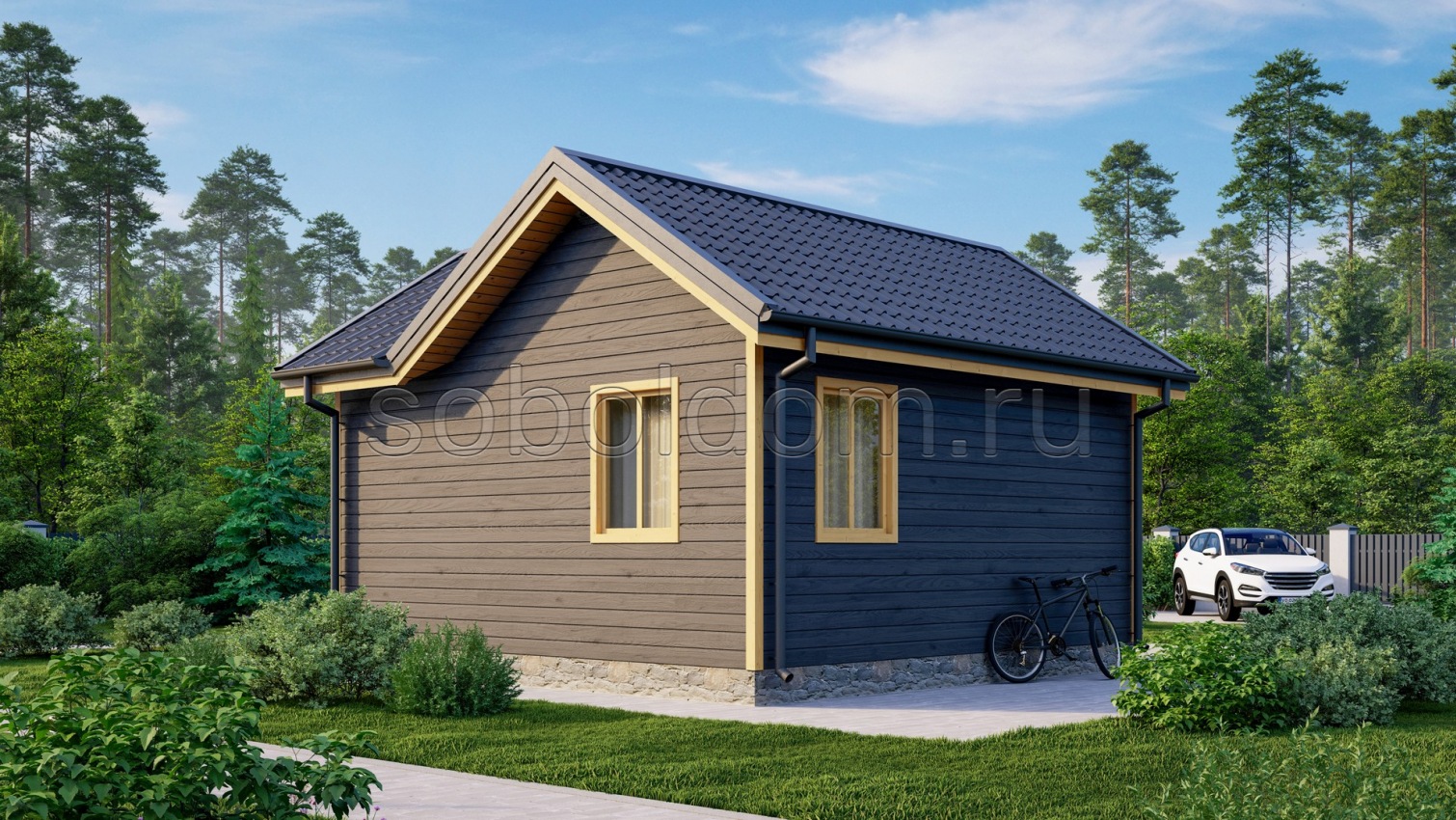 Баня из бруса Б-8, 6x6 м.