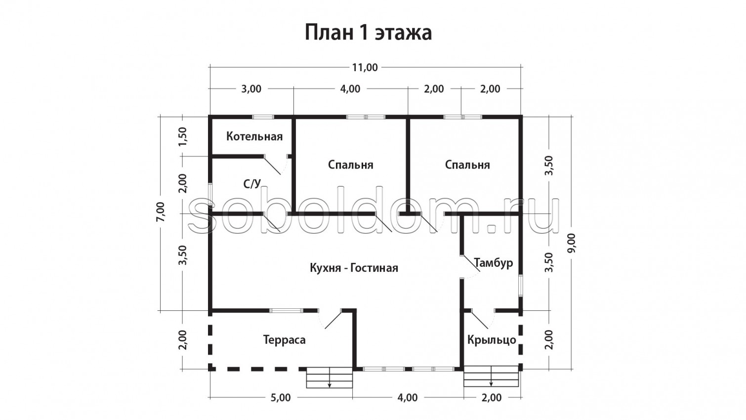 Каркасный дом К-263, 12х17 м.