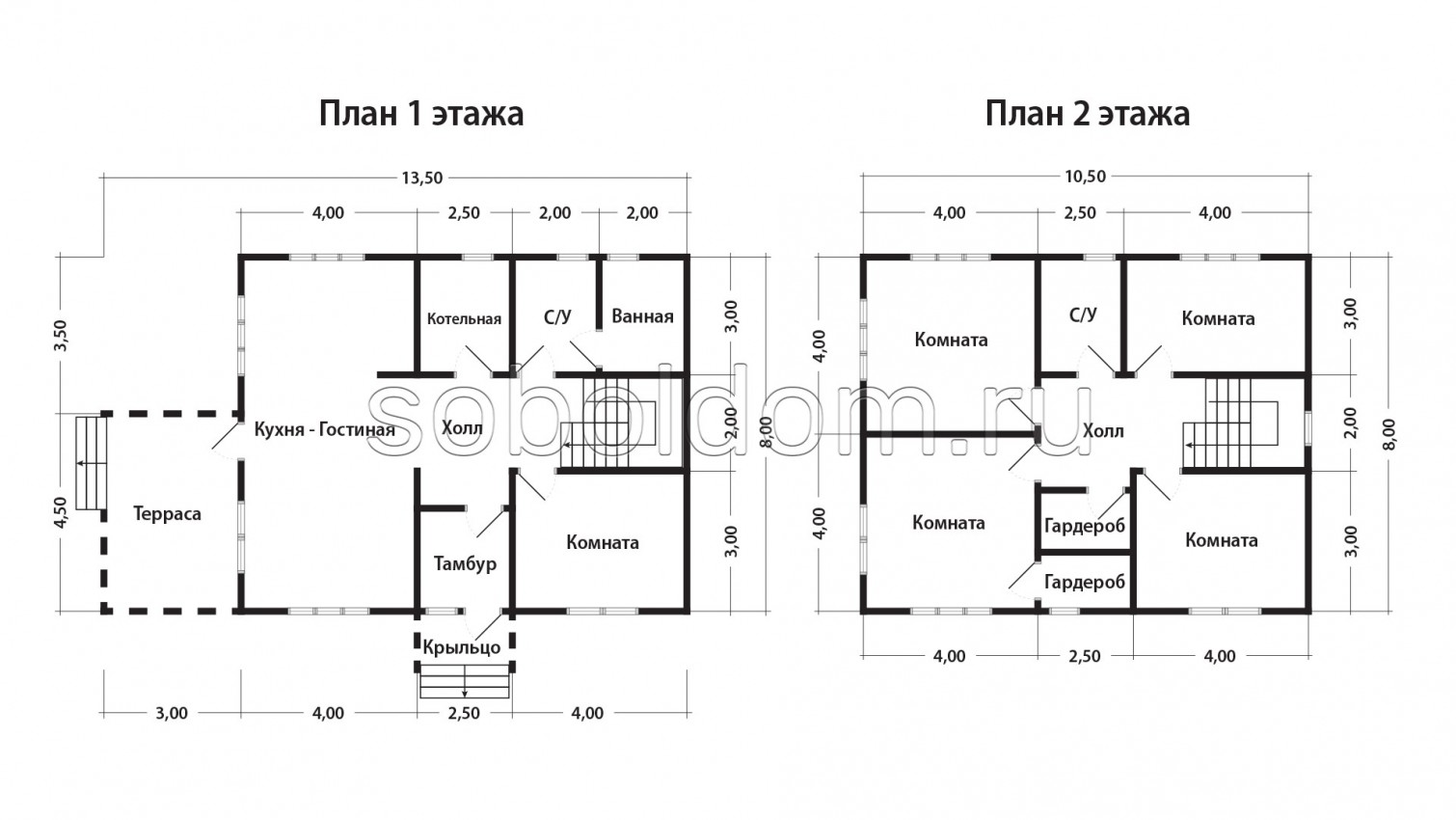 Каркасный дом К-264, 8х10,5 м.