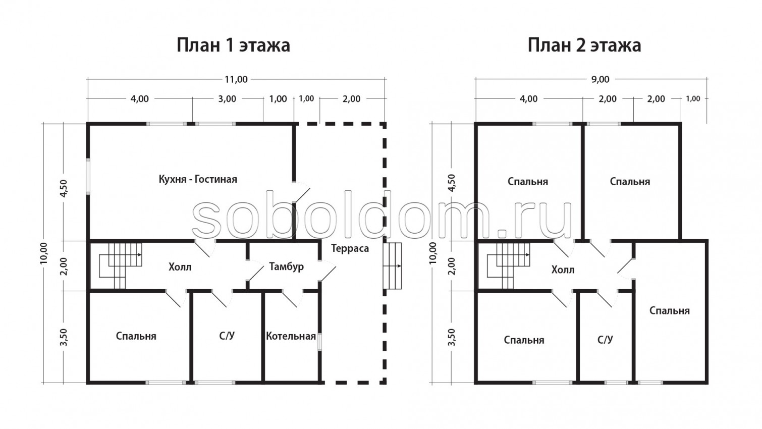 Каркасный дом К-266, 10х11 м.