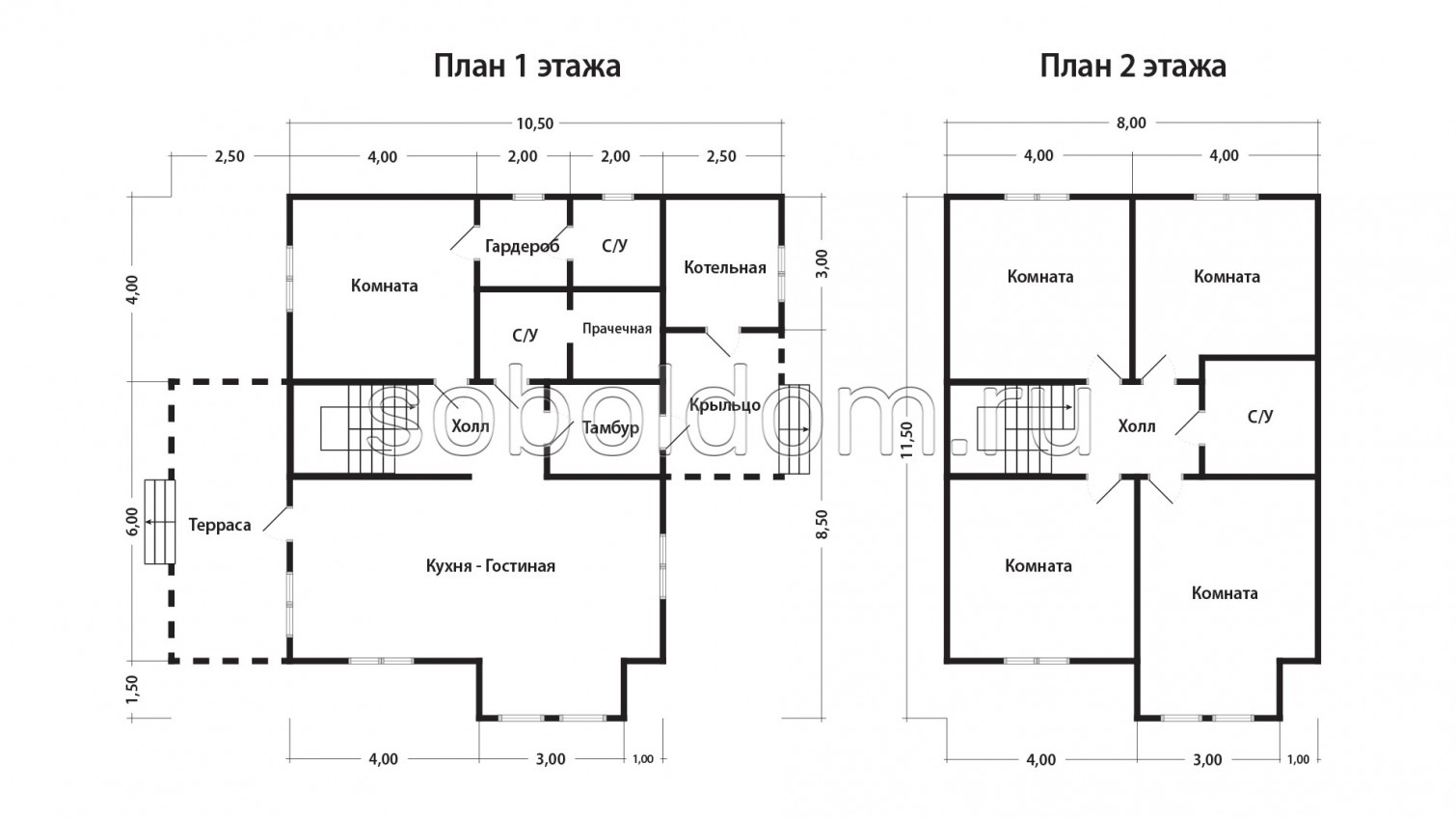 Дом из сухого бруса Д-272, 10,5х11,5 м.