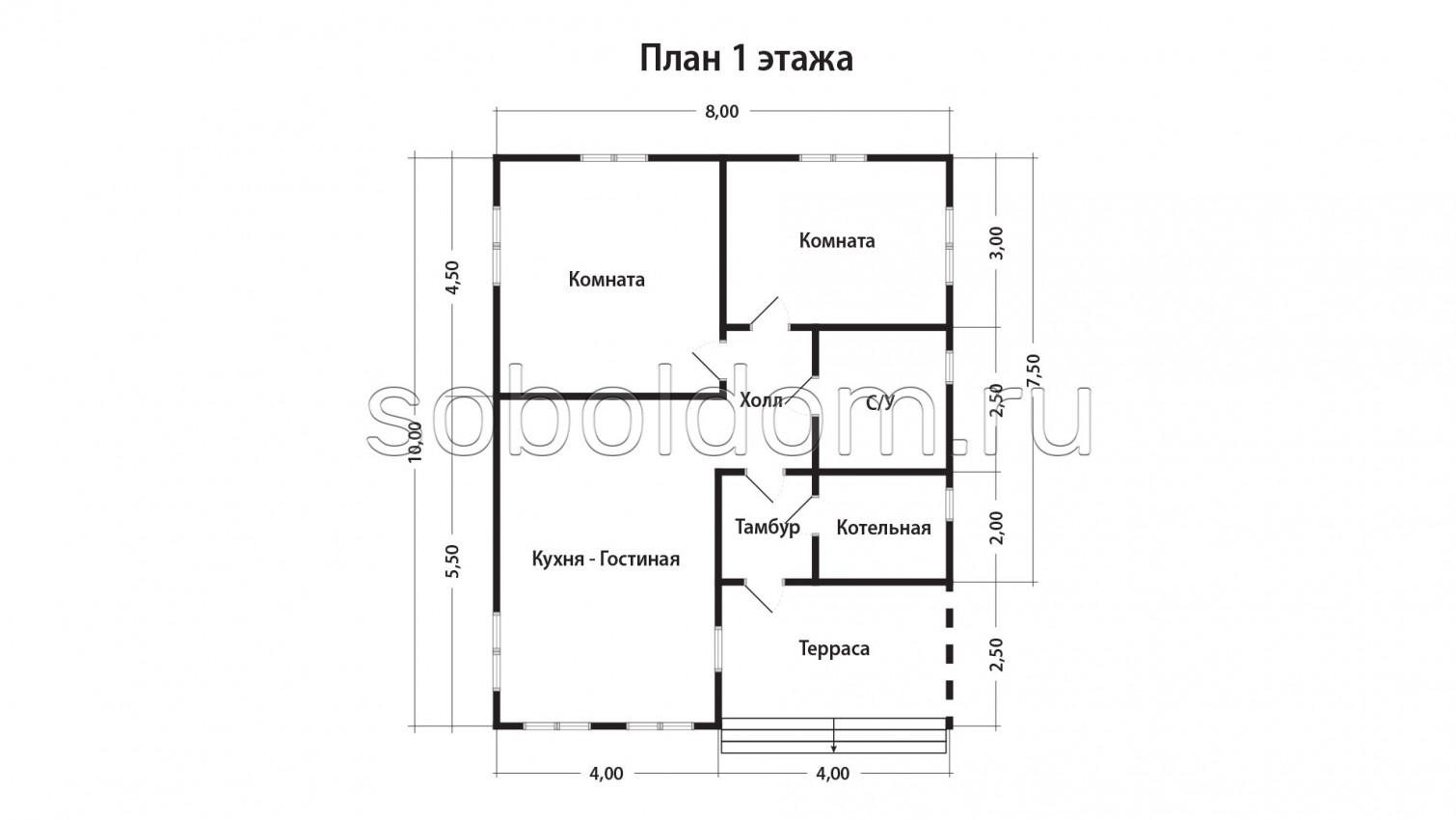 Каркасный дом К-274, 8х10 м.