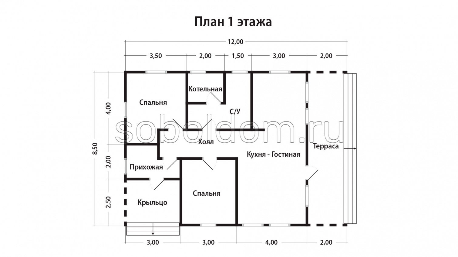 Каркасный дом К-236, 8,5х12 м.