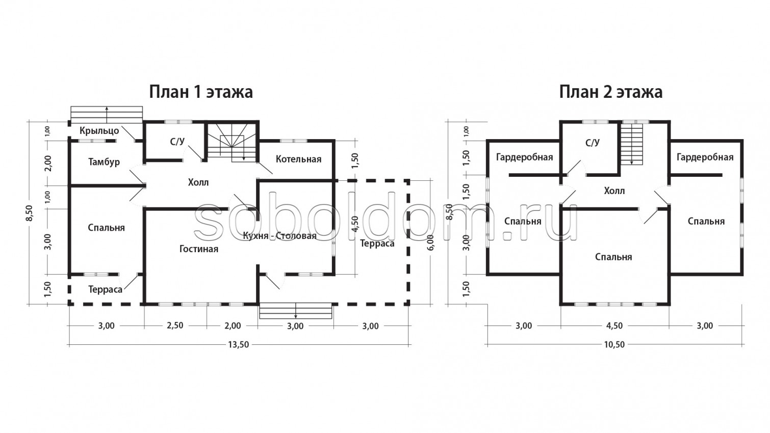 Дом из бруса Д-286, 8,5х10,5 м.