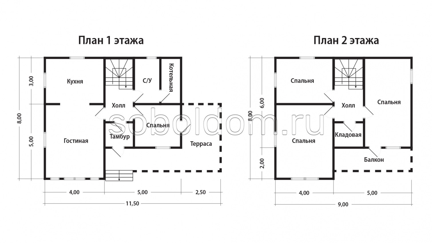 Каркасный дом К-287, 8х9 м.