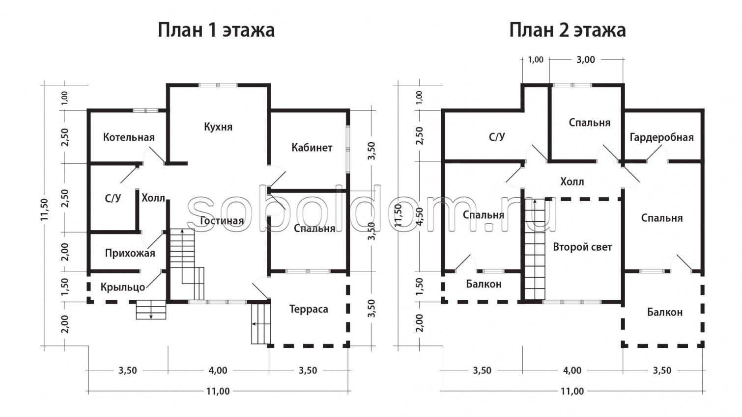 Дом из бруса Д-288, 11х11,5 м.