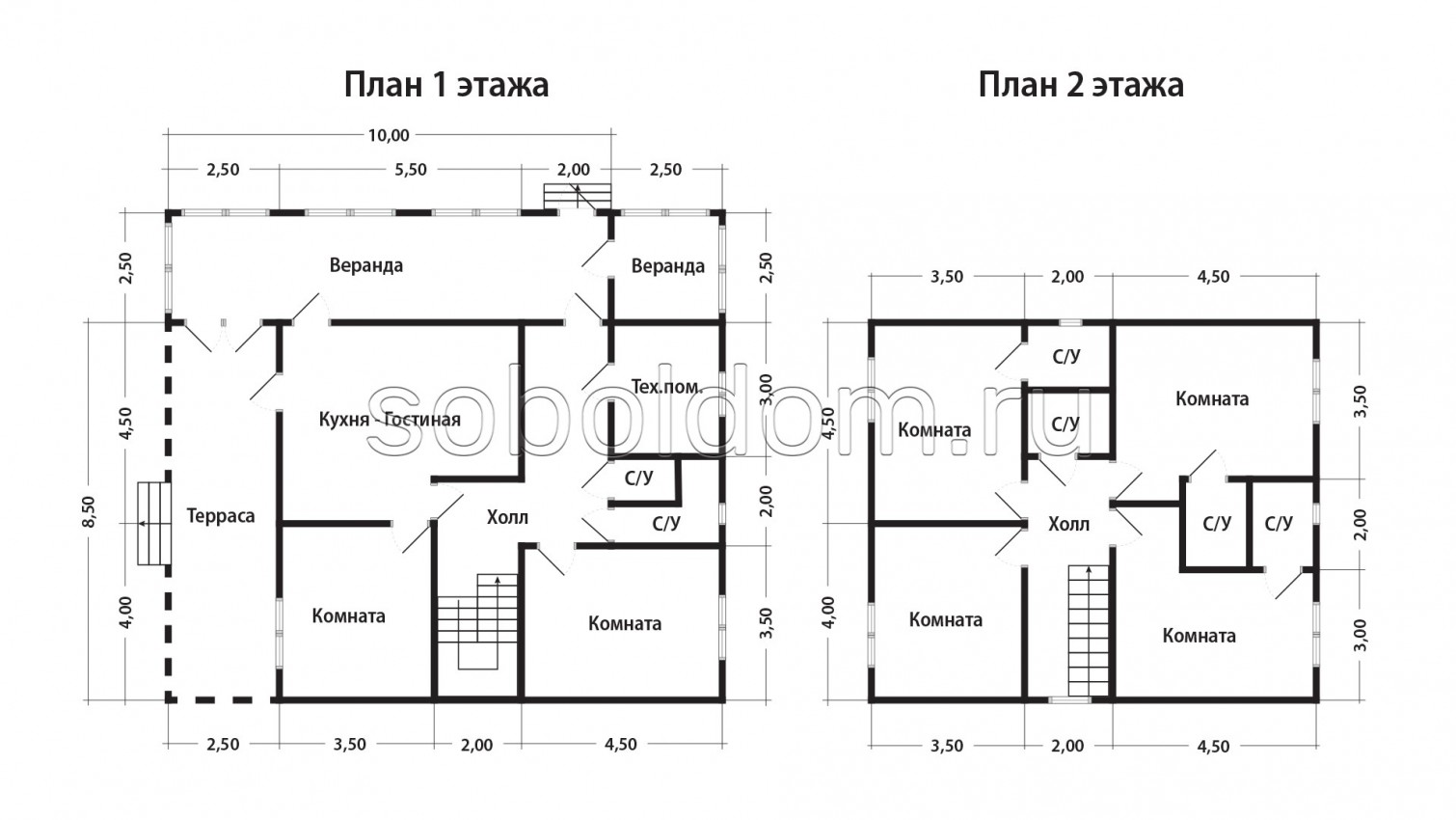 Дом из бруса Д-290, 11х12,5 м.