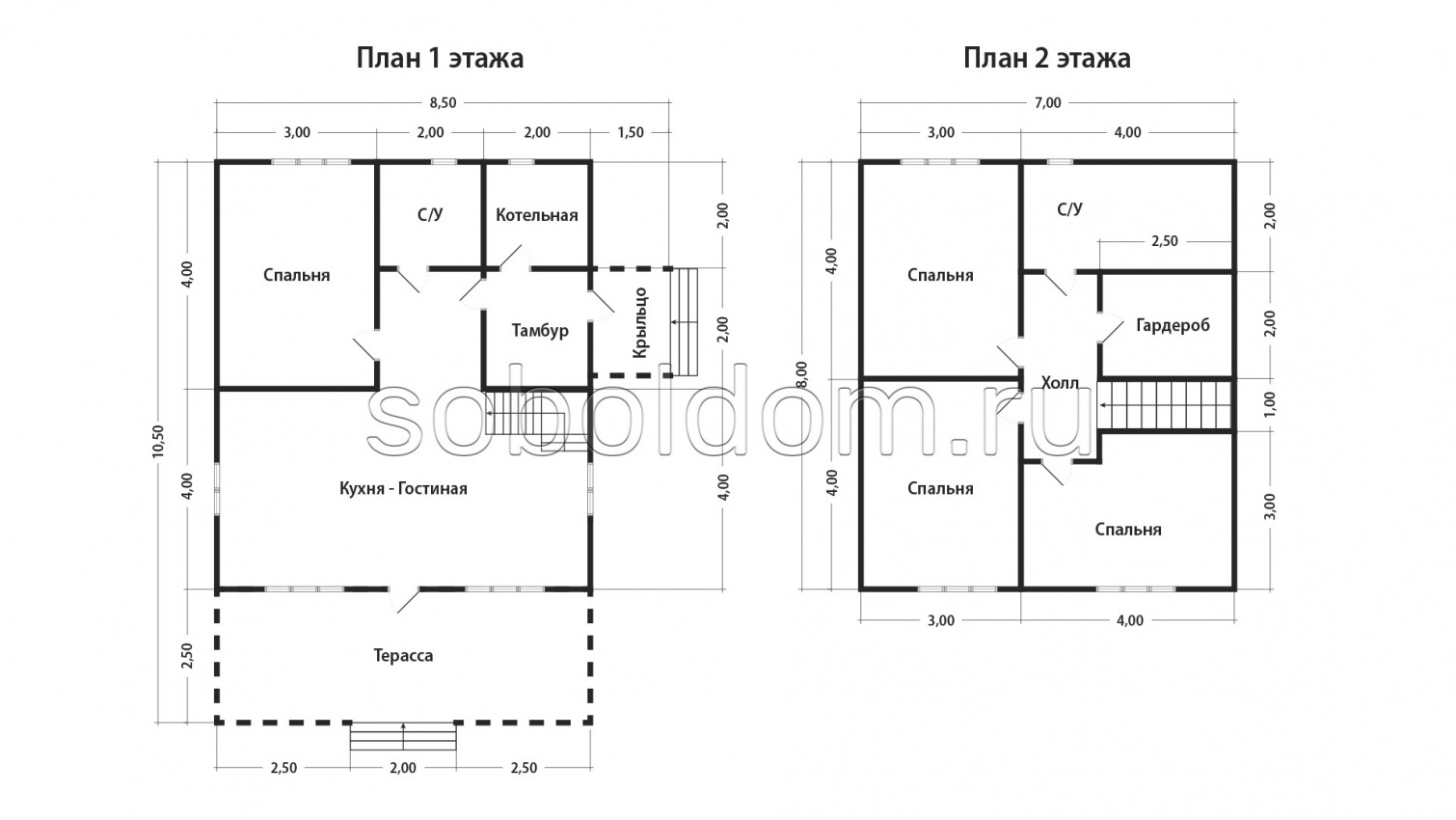 Каркасный дом К-40, 7х10,5 м.