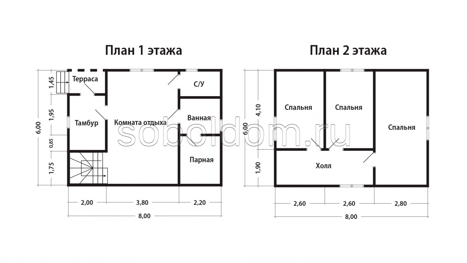 Каркасная баня К-30, 8x6 м.