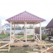 Фото готовых работ - Каркасно-щитовой дом 9х7 м. (К-123) и беседка 3х3 м.