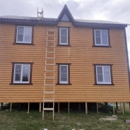 Фото готовых работ - Каркасно-щитовой дом 9х7 м. (К-123) и беседка 3х3 м.