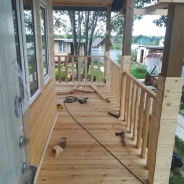 Фото готовых работ - Каркасный дом 8,0×8,0 м. + терраса 3,0×6,0 м.