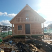 Фото готовых работ - Баня из проф. бруса камерной сушки 6х6 м.