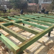 Фото готовых работ - Баня из проф. бруса естественной влажности 3х6 м