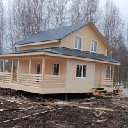 Фото готовых работ - Каркасный дом 7х8 м + терраса 2,5х8 м.