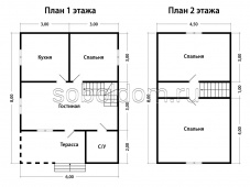 Дом из сухого бруса Д-142, 6x8 м.