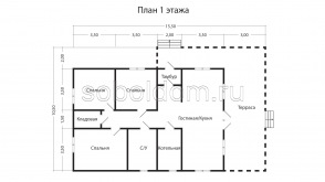 Каркасный дом К-178, 10,5х15,5 м.