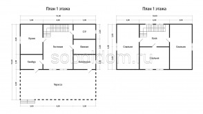 Каркасный дом К-62, 10x10 м.