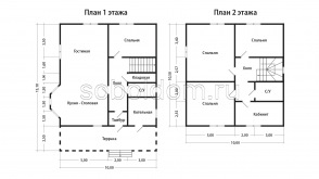 Дом из сухого бруса Д-66, 13x10 м.