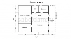 Каркасный дом К-70, 8x11 м.