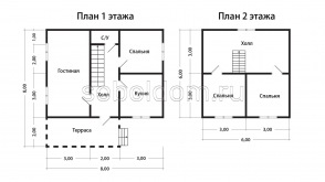 Каркасный дом К-112, 8x8 м.