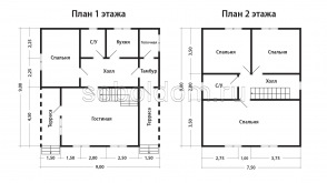 Каркасный дом К-120, 9x9 м.