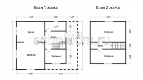 Дом из бруса Д-128, 8,5x7 м.