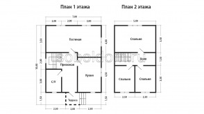 Каркасный дом К-130, 7x10 м.